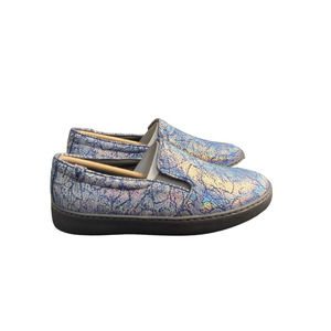Vionic NEW Avery Sneakers Suede Slip On Blue Iridescent Metallic Comfort Shoe 6